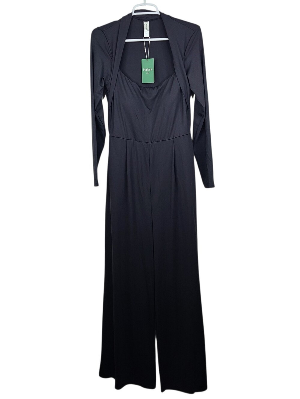 HALARA Play It My Way Black Long Sleeve Wide Leg Jumpsuit Size Large NEW
